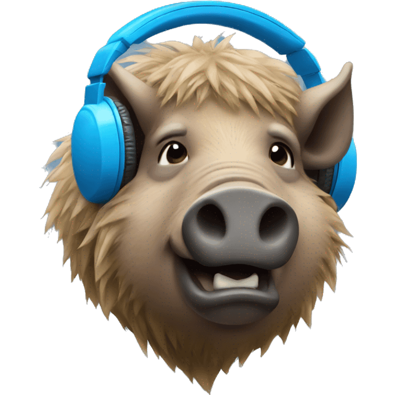 boar in blue headphones emoji