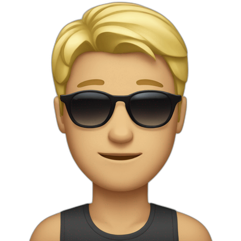 blonde guy with short hair and mirroring sunglasses emoji