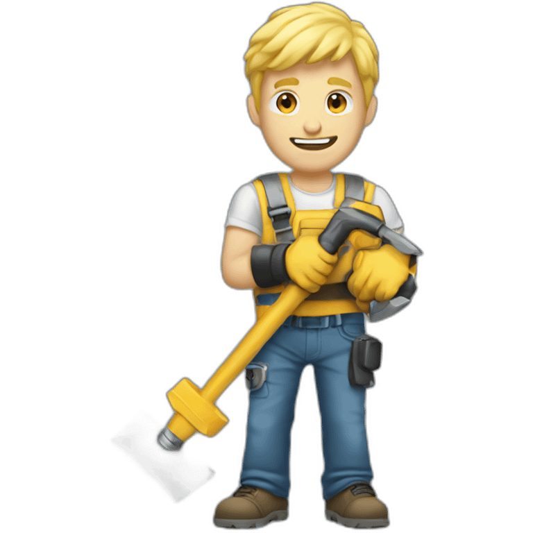 blonde guy with jackhammer in his hand emoji