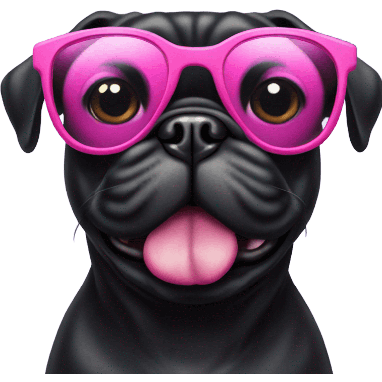 Black pug wearing pink sunglasses  emoji