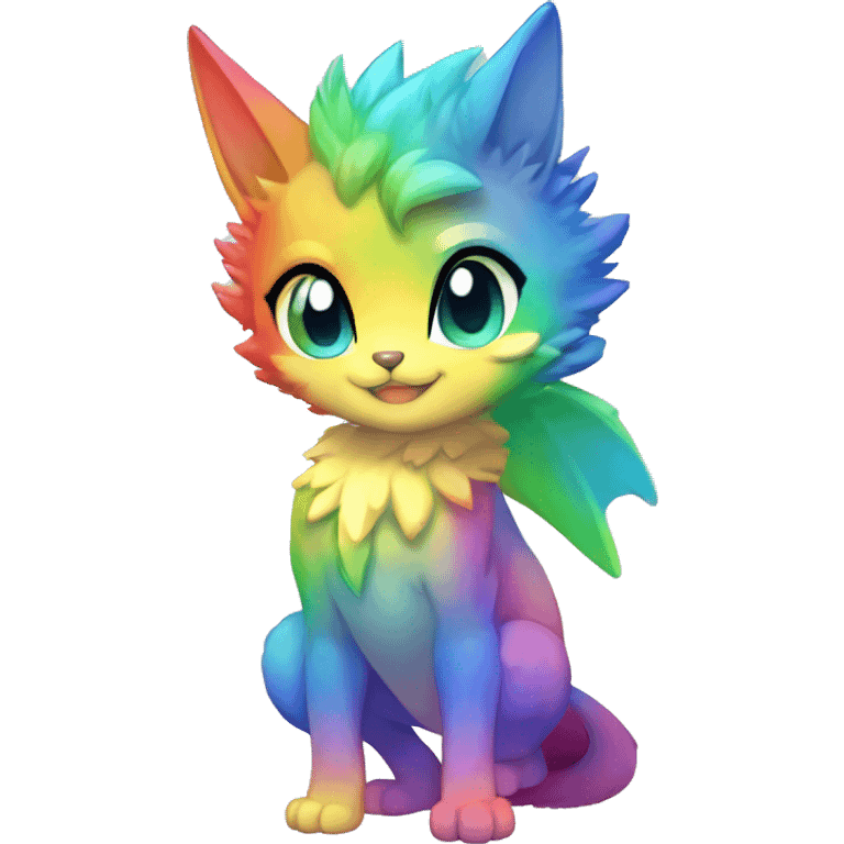 a anthro chibi-style rainbow-gradient-shiny gem-sparkle-Fakémon-hybrid full body emoji