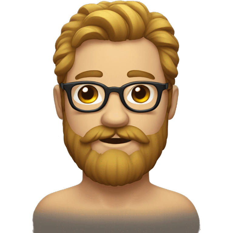 Homme gros avec lunettes chauve et barbe emoji