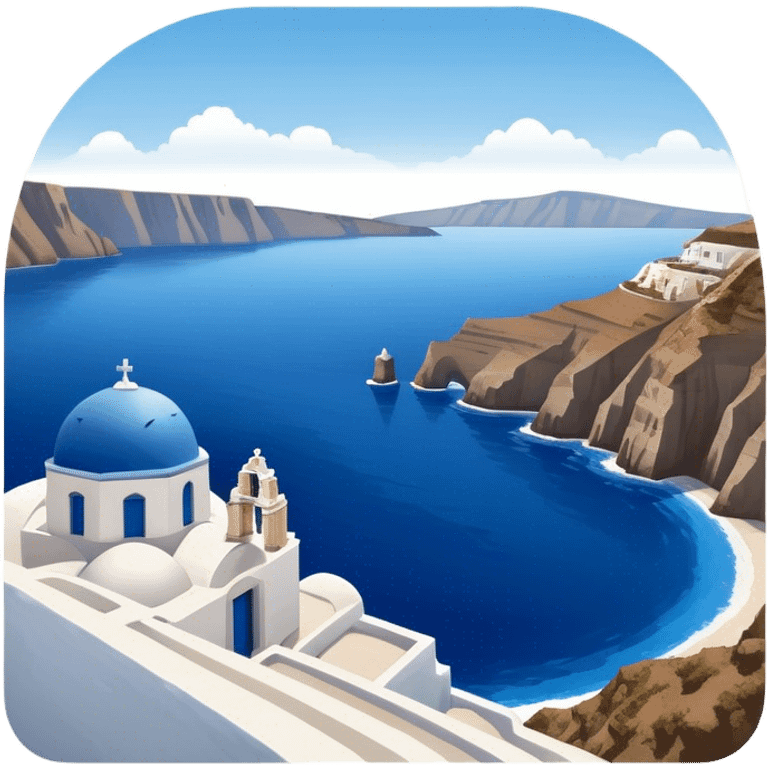 Cinematic Realistic Santorini Caldera Landscape Emoji, depicted with dramatic white‚Äêwashed cliffs overlooking a deep blue sea rendered with crisp textures and radiant lighting. emoji