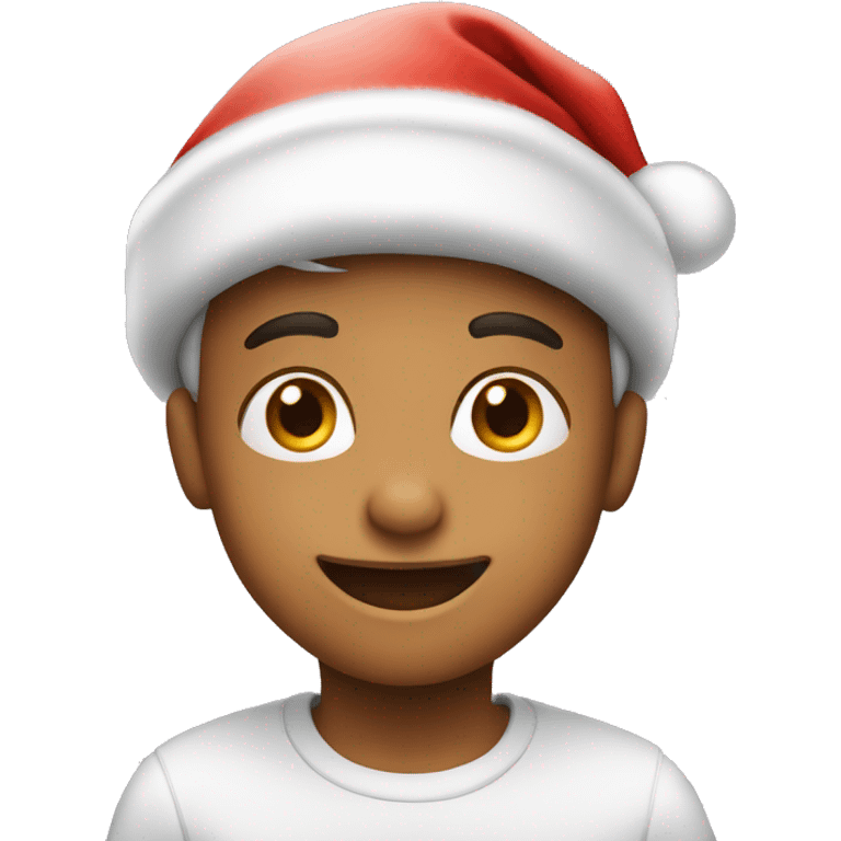 smiling boy in a christmas hat emoji