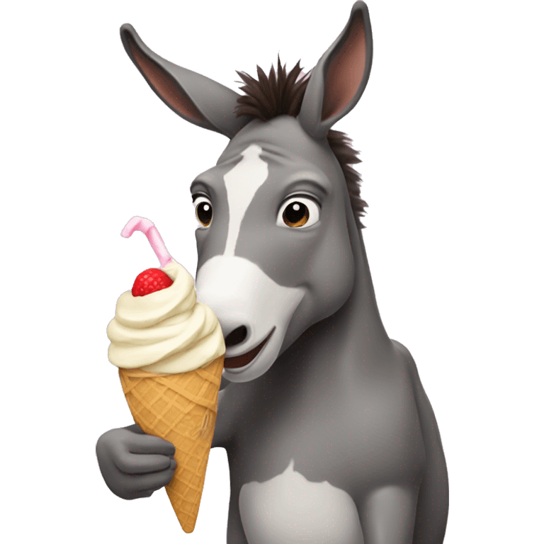 Donkey eating ice cream emoji