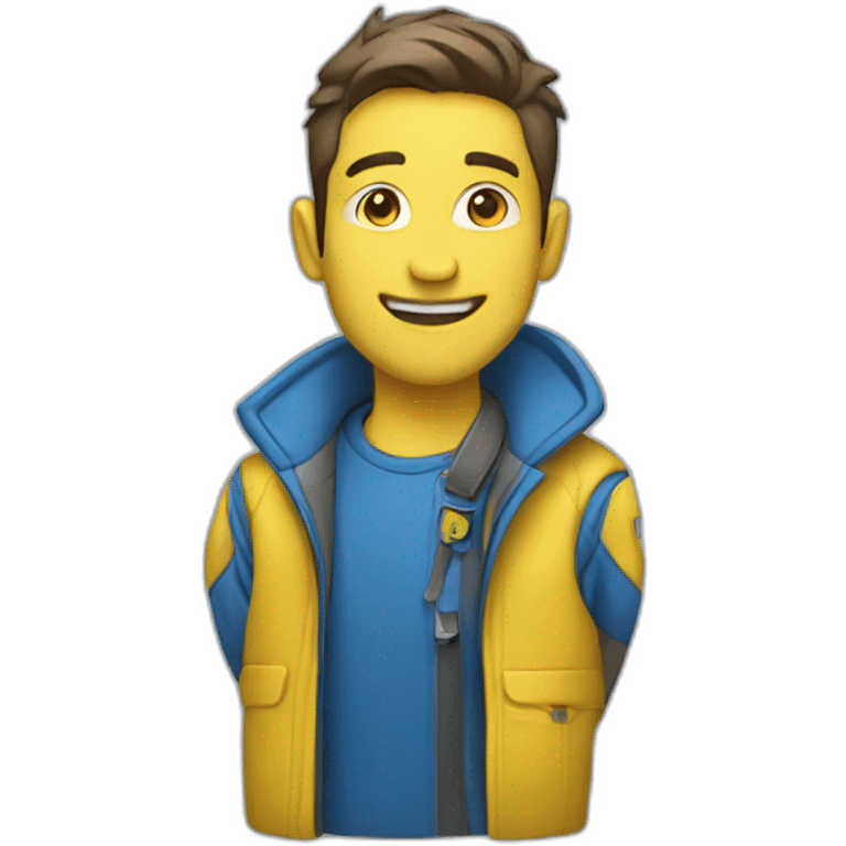 Mechanic in yellow/blue jacket emoji