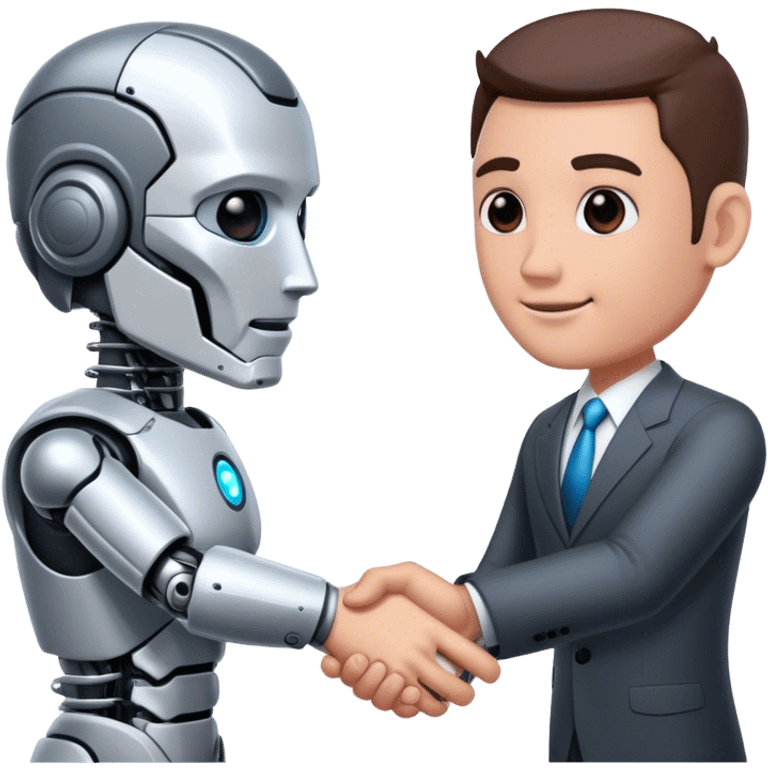 cyborg handshake with business man emoji