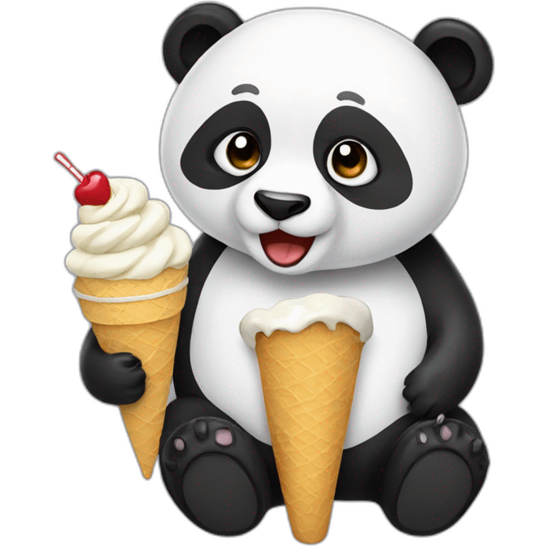 Panda eating ice cream emoji