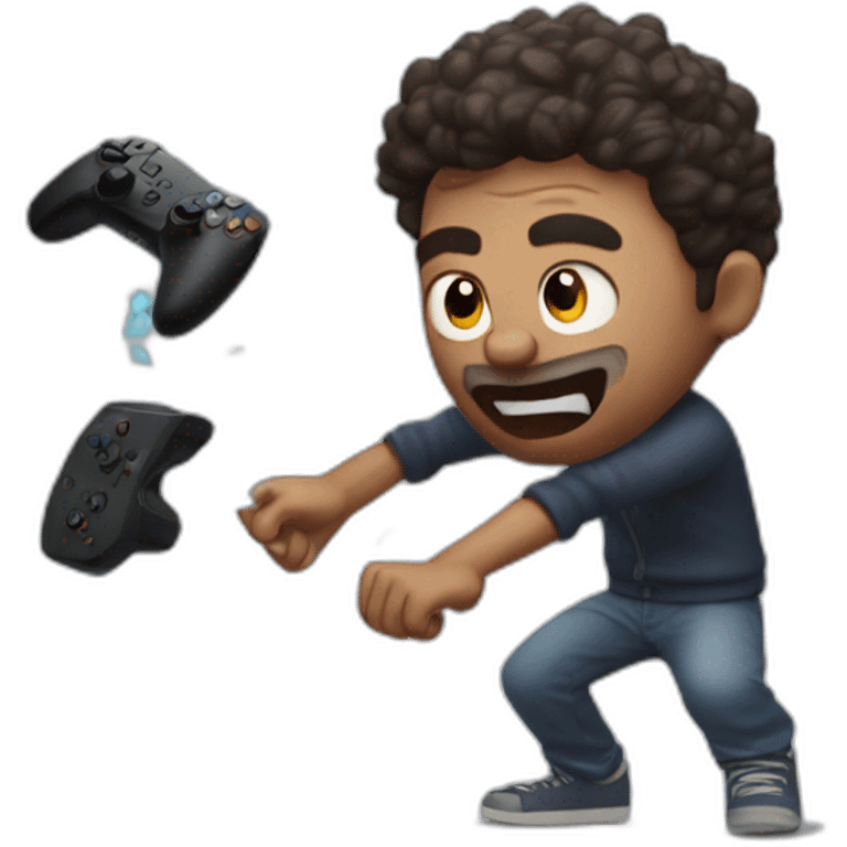 Angry Man throwing ps5 controller on the floor emoji