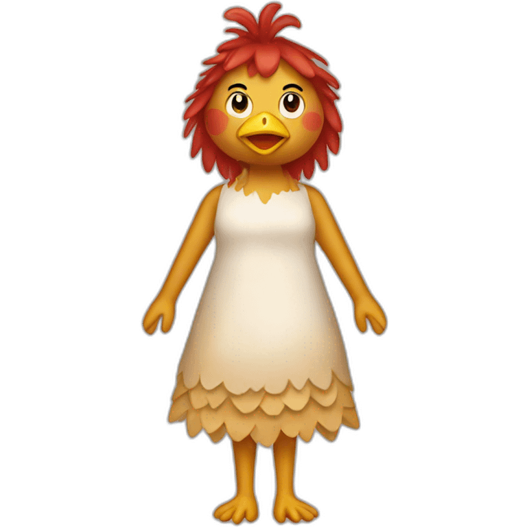 chicken dress as a women, make up emoji