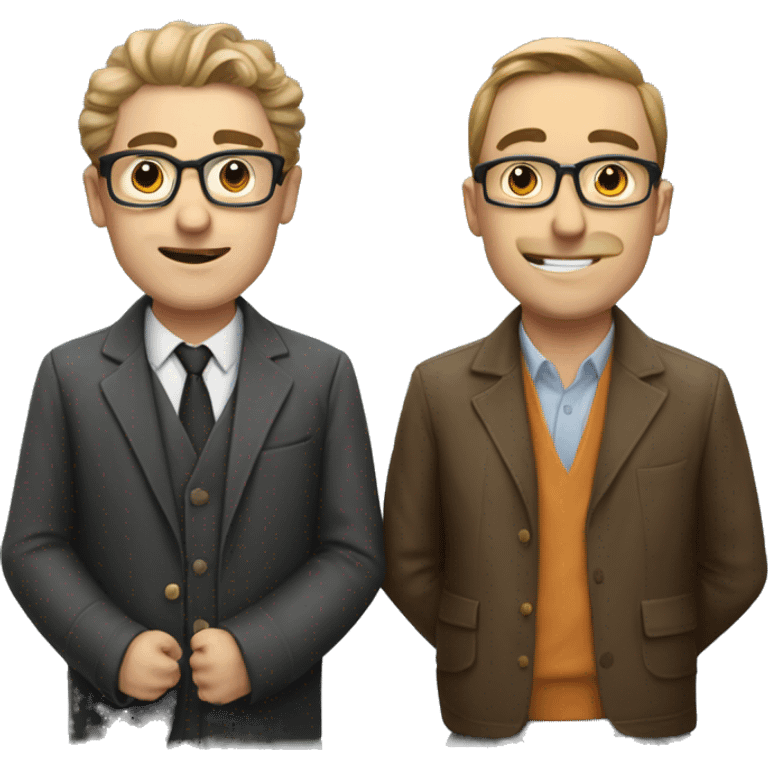 two guys, one is an analytical nerd, other is an artist emoji