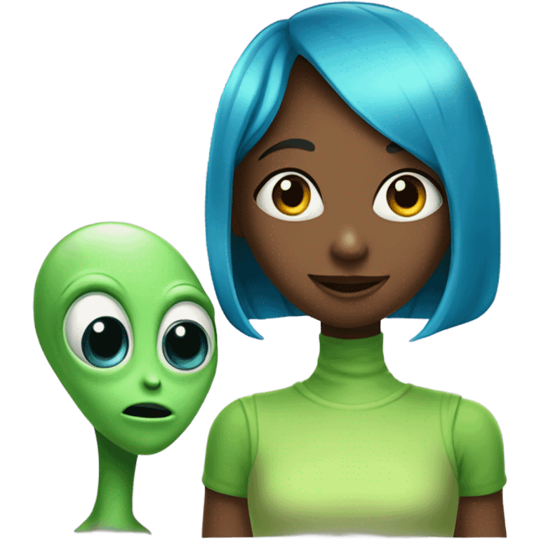 Girl with alien emoji