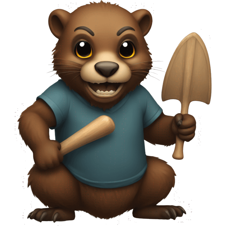 An evil beaver with a bat in his hands emoji