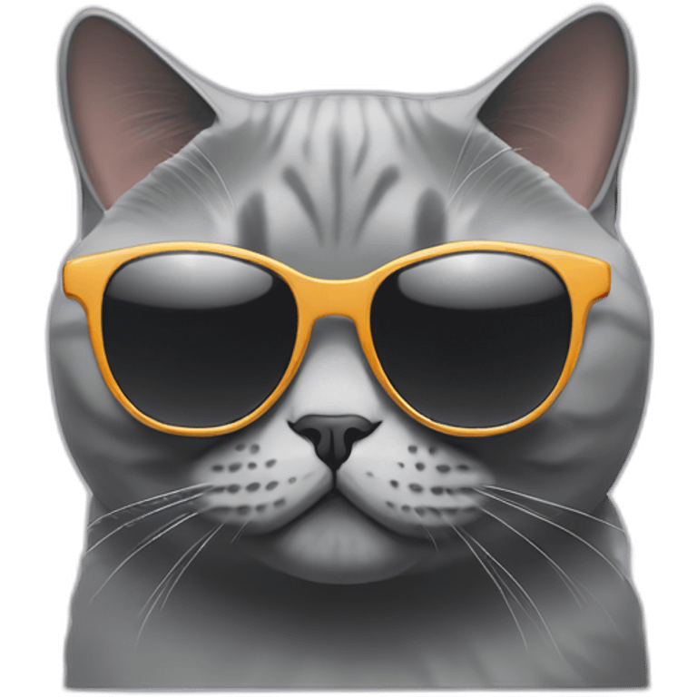 deep grayBritish Shorthair Cat with sunglasses use camera emoji