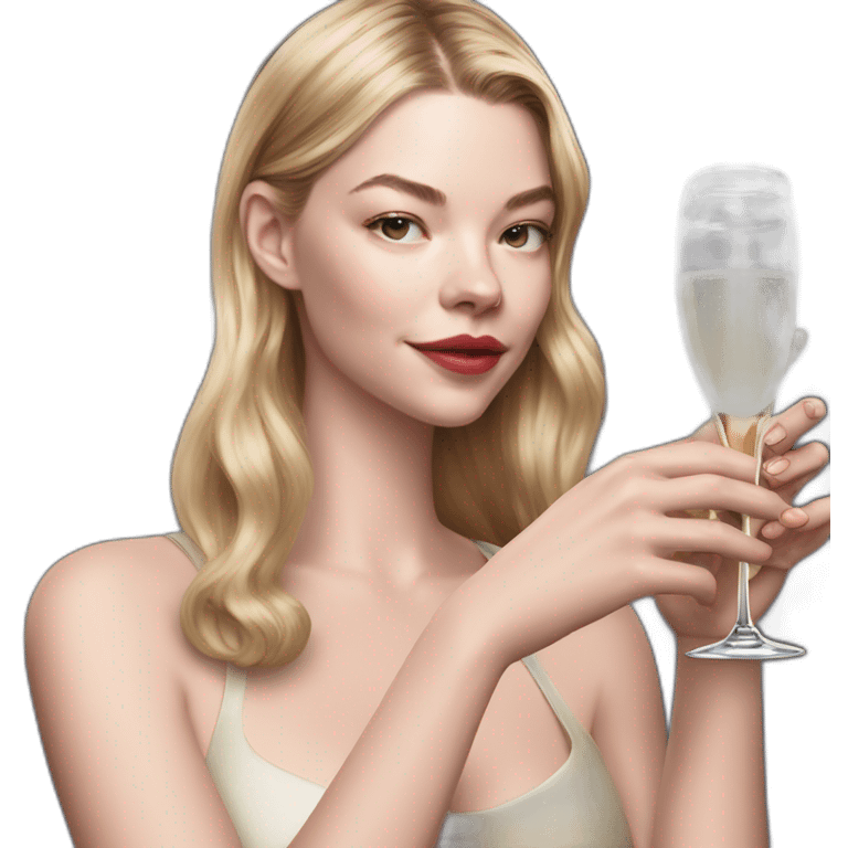 Anya Taylor-Joy holds glass of champagne emoji