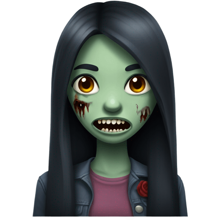 girl zombie with dark long hair with teeth emoji