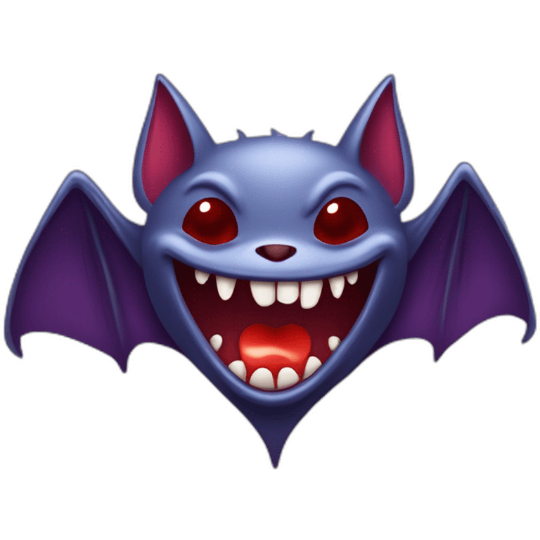 Mischievous vampire bat sharp vampire fangs dripping red slime emoji