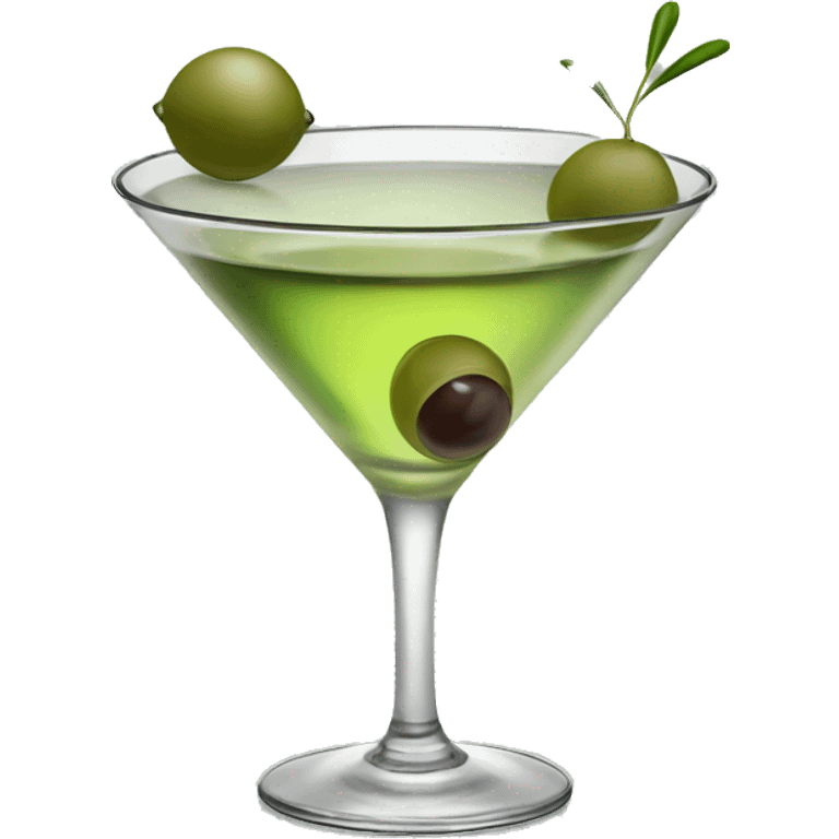 martini garnished with an olive emoji