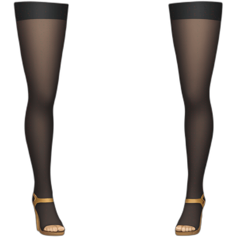 Two woman legs in tights and sandals emoji