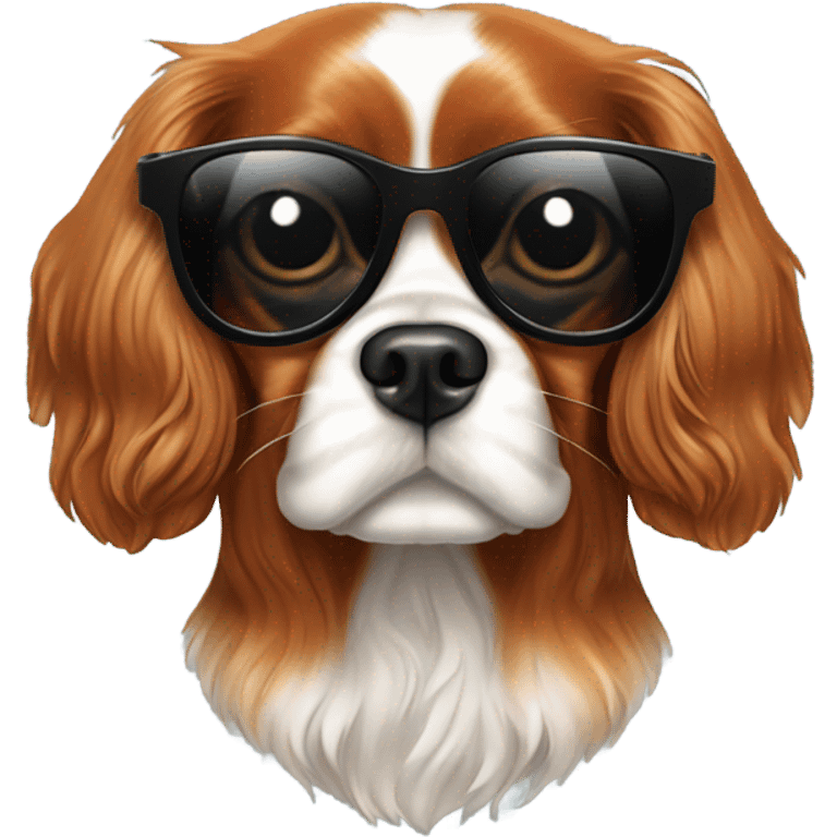 Cavalier king Charles spaniel wearing sunglasses emoji