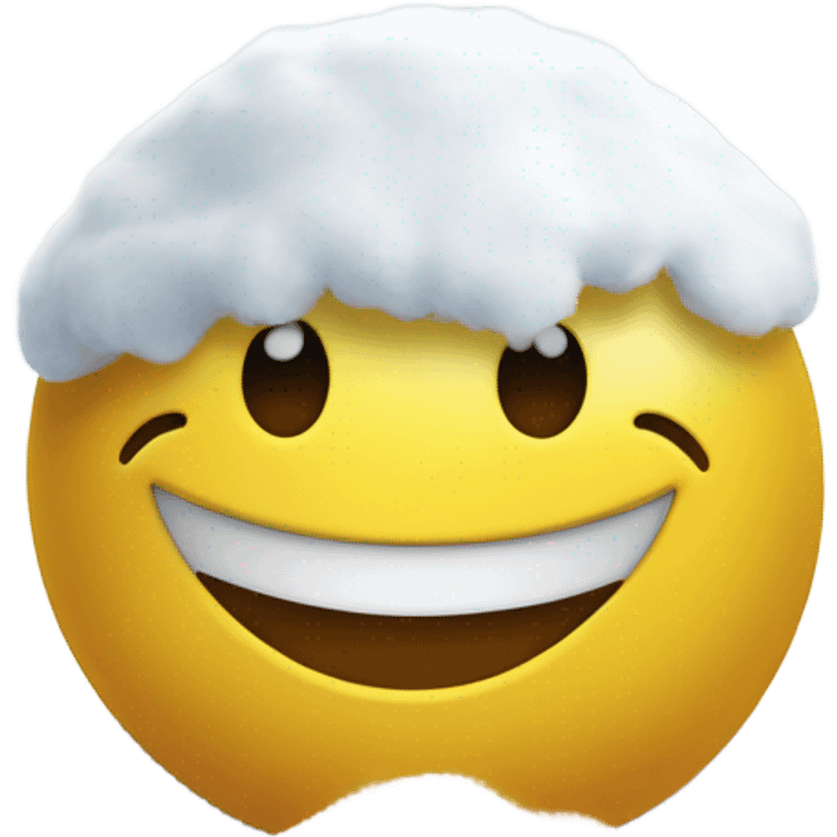 Happy emoji with a pile of snow emoji