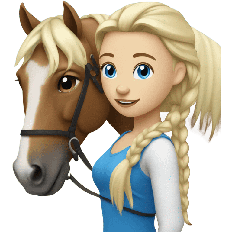 Blonde with blue eyes girl with horse  emoji