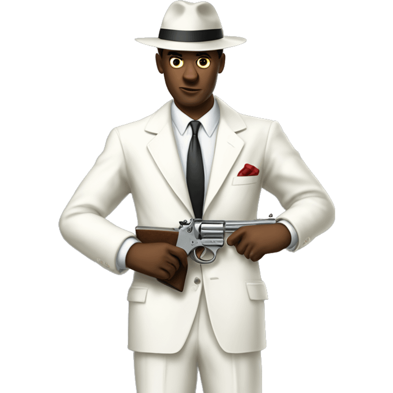 1945s white suit mafia with thompson gun  emoji