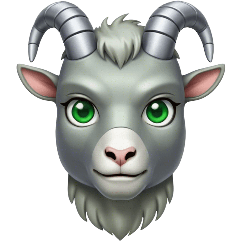 Terminator Goat with green eyes emoji