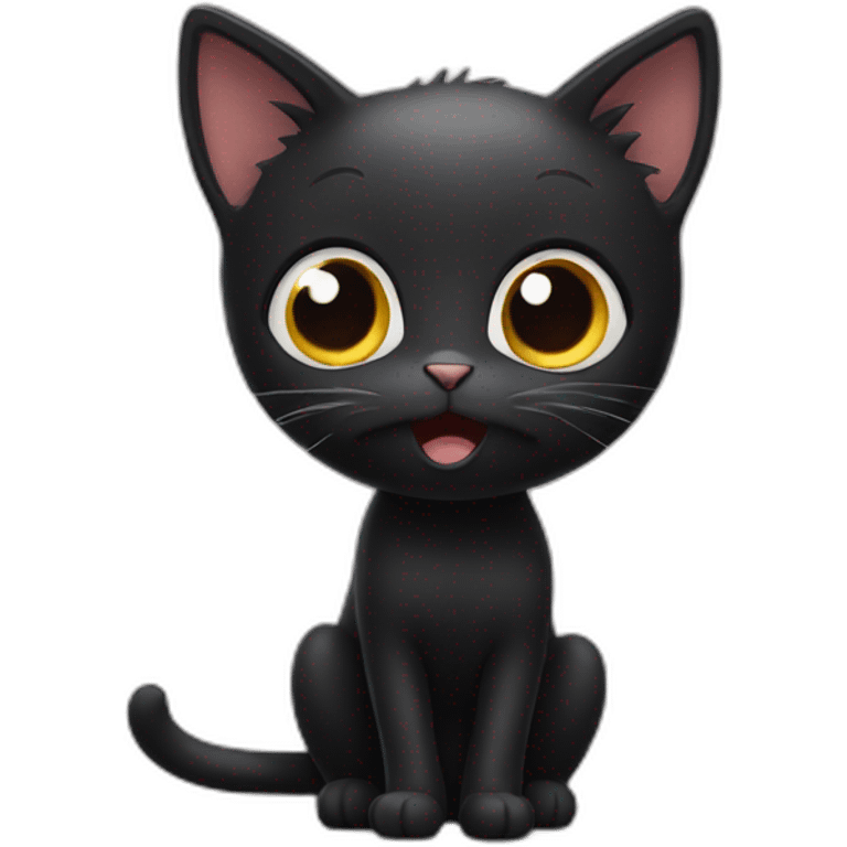 surprised black cat emoji