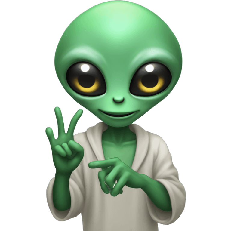 alien doing peace symbol emoji