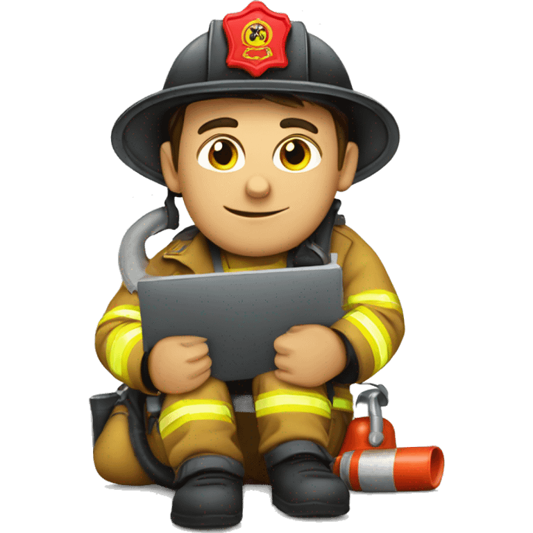 a hard-sitting, computer-based firefighter emoji