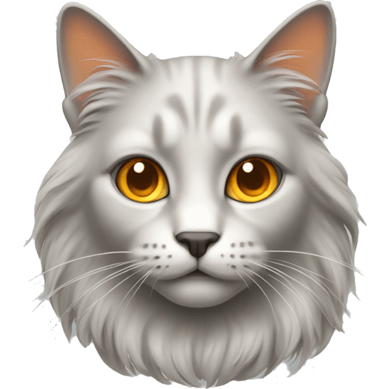 cat with light grey and orange eyes face long hair emoji