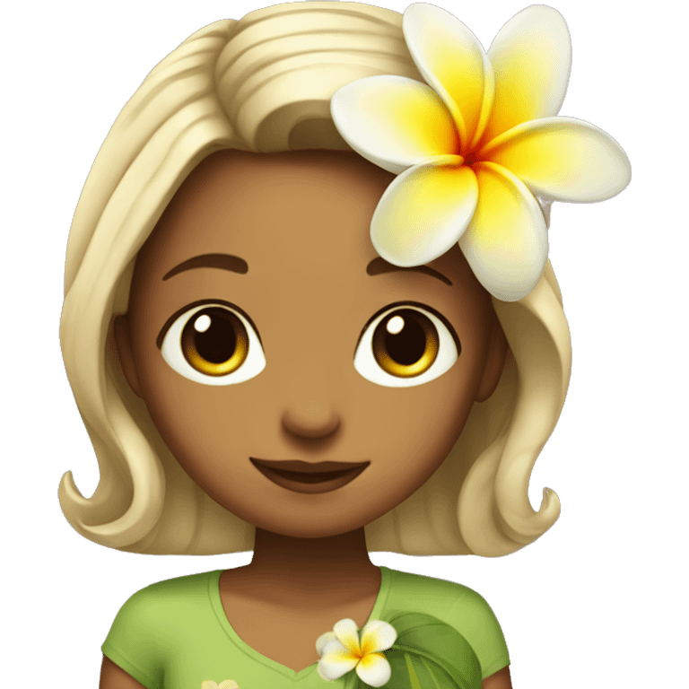 girl with plumeria flower in hair emoji