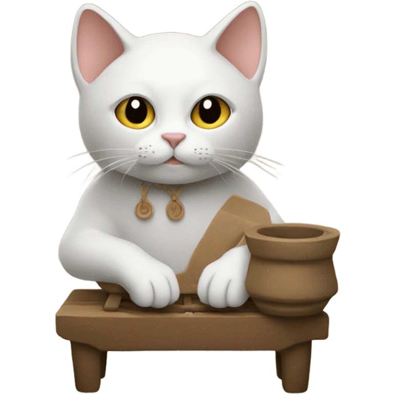 Cat with a pottery wheel emoji