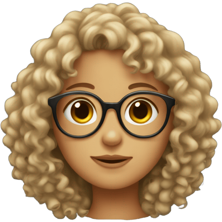 A girl with curly hairs and glass emoji