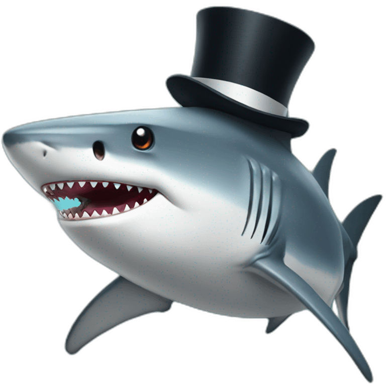 Shark with a top hat emoji