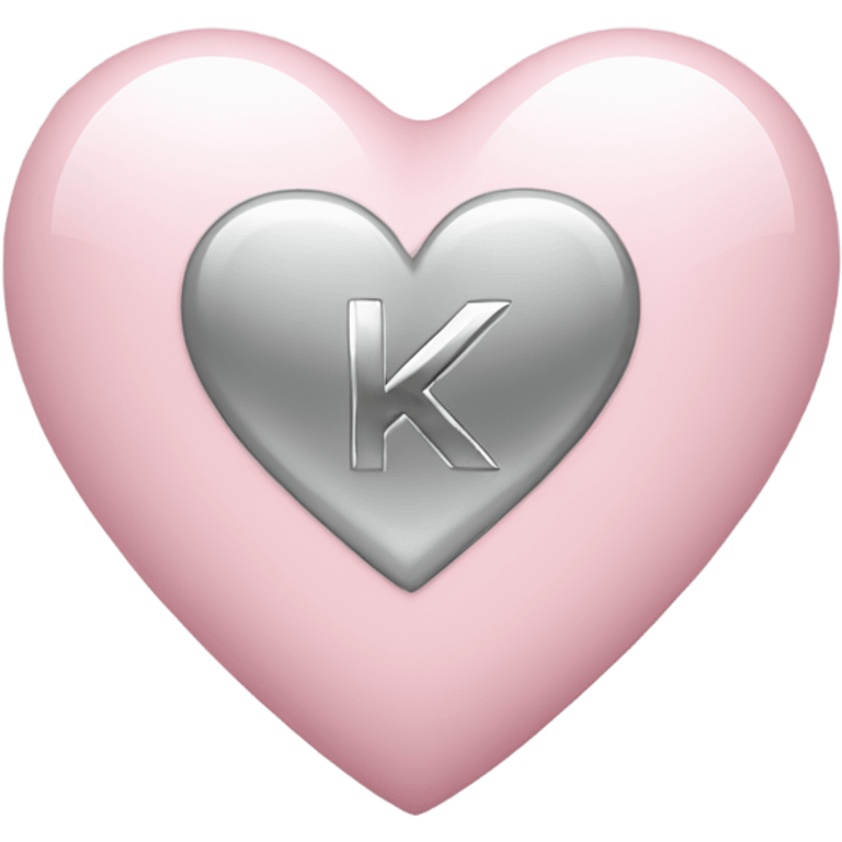 Light pink Heart with a silver k in emoji