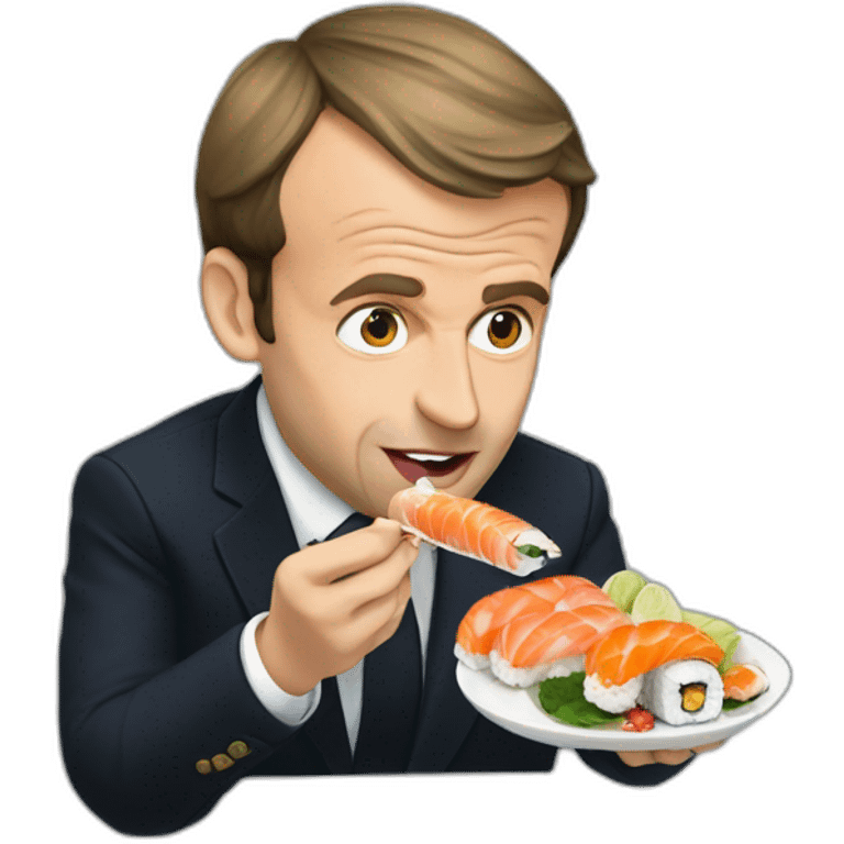 emmanuel macron eating sushis emoji