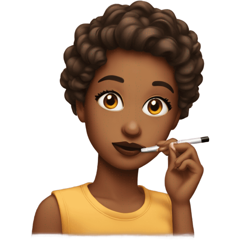 Side eye putting lip gloss on  emoji