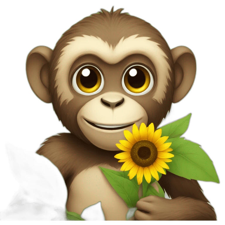 Monkey holding a sunflower smiling  emoji