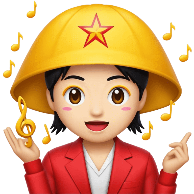 Cinematic Realistic V-pop Music Pop Culture Emoji, showcasing a modern, energetic representation of Vietnamese pop culture rendered with vivid textures and dynamic, colorful lighting. emoji