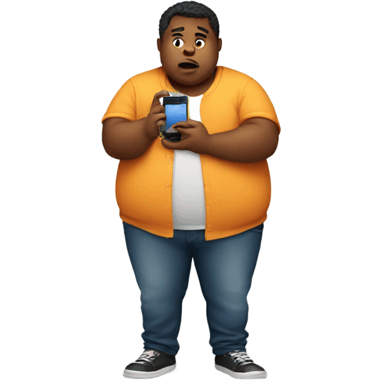 Fat boy with phone emoji