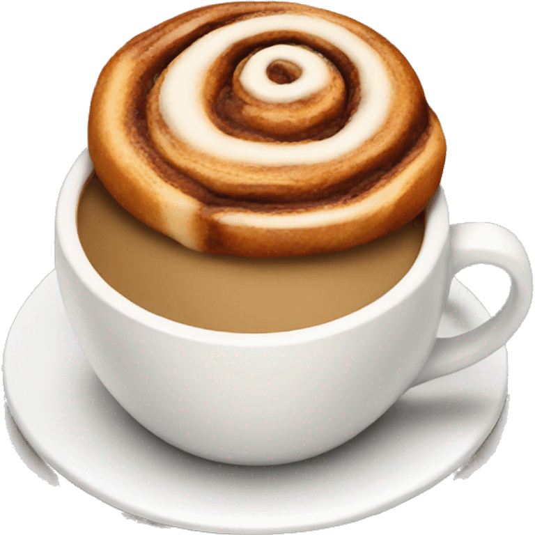 Cinnamon Roll with coffee emoji