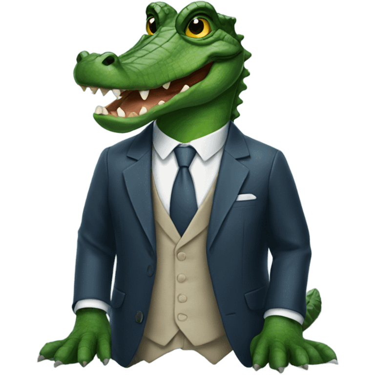 Alligator wearing a suit and tie emoji