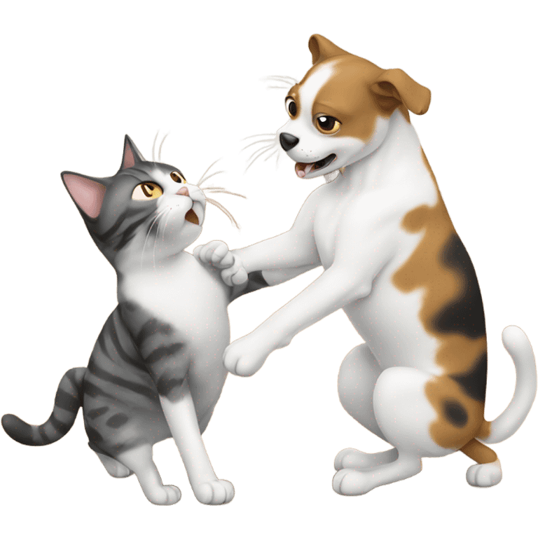 Cat fighting a dog emoji