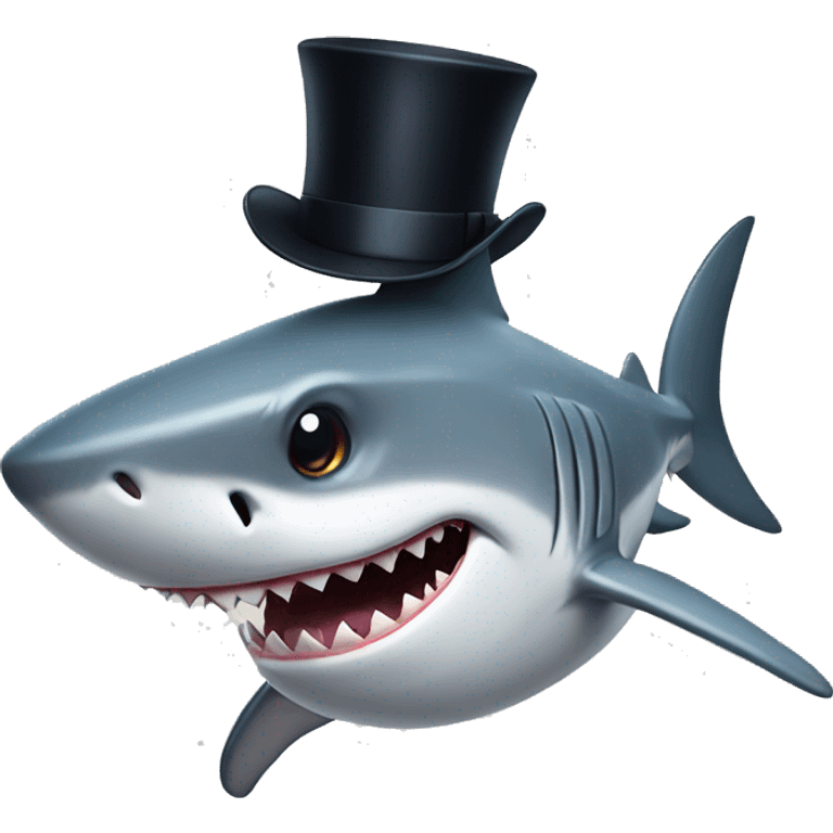 Shark with a top hat emoji