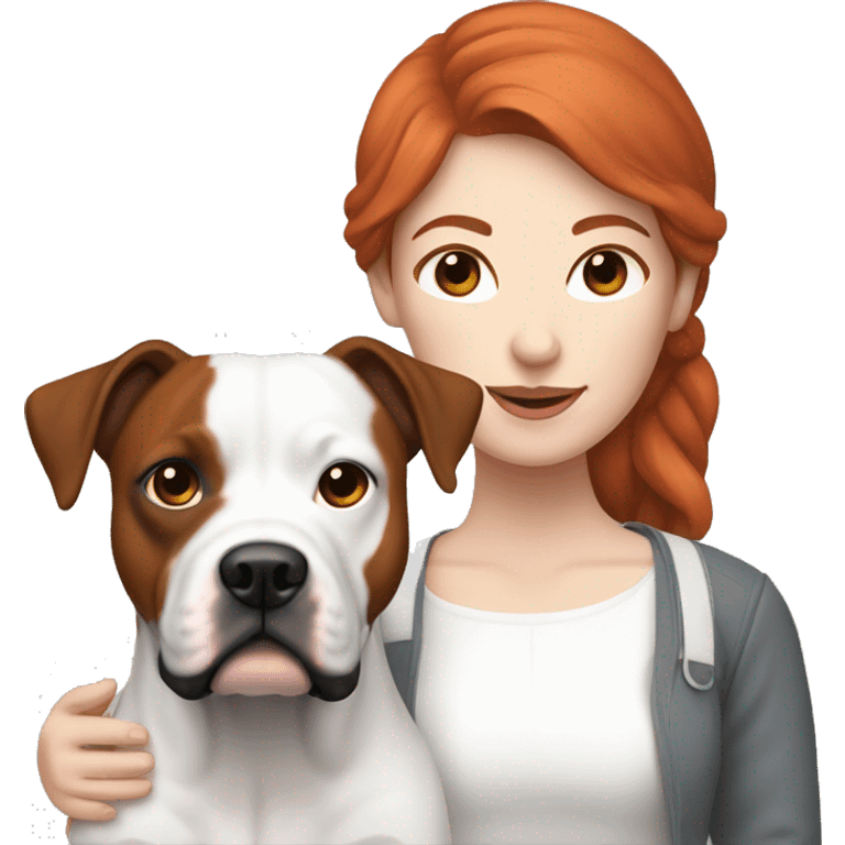 Red haired couple holding black and white English staffordshire emoji