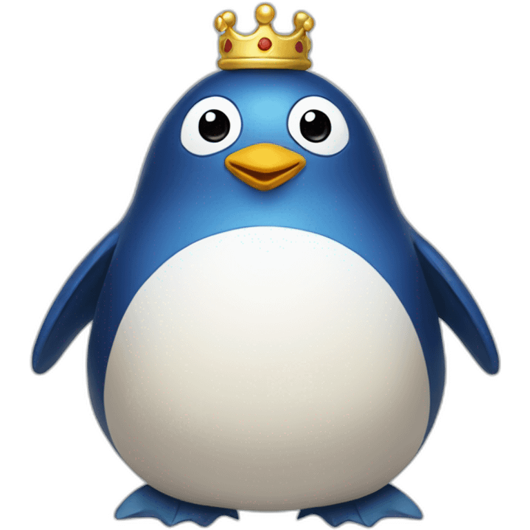 kawaï blue pudgy penguin wearing a golden crown emoji