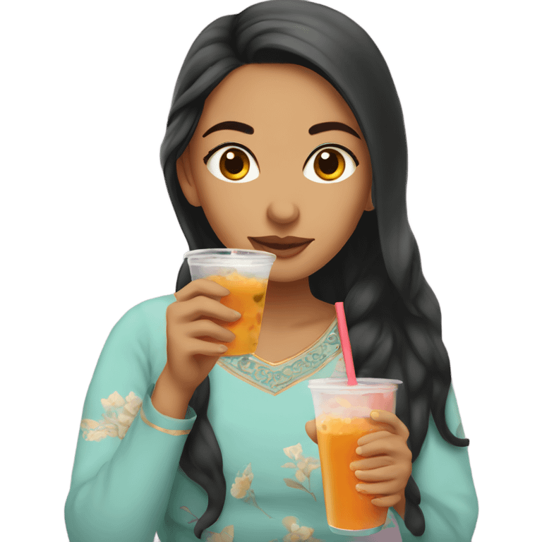 South Asian girl drinking boba  emoji