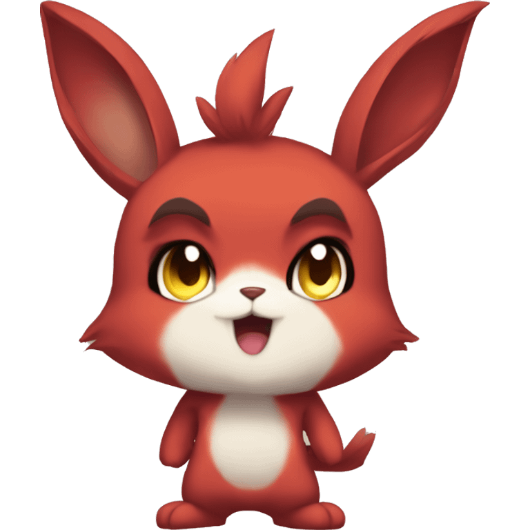 Anthro Sona Angry Edgy Fakemon Full Body Red Rabbit Squirrel Chibi Cute  emoji